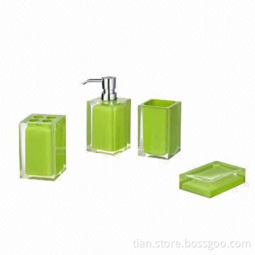 Bathroom accessories set, made of polyester resin
